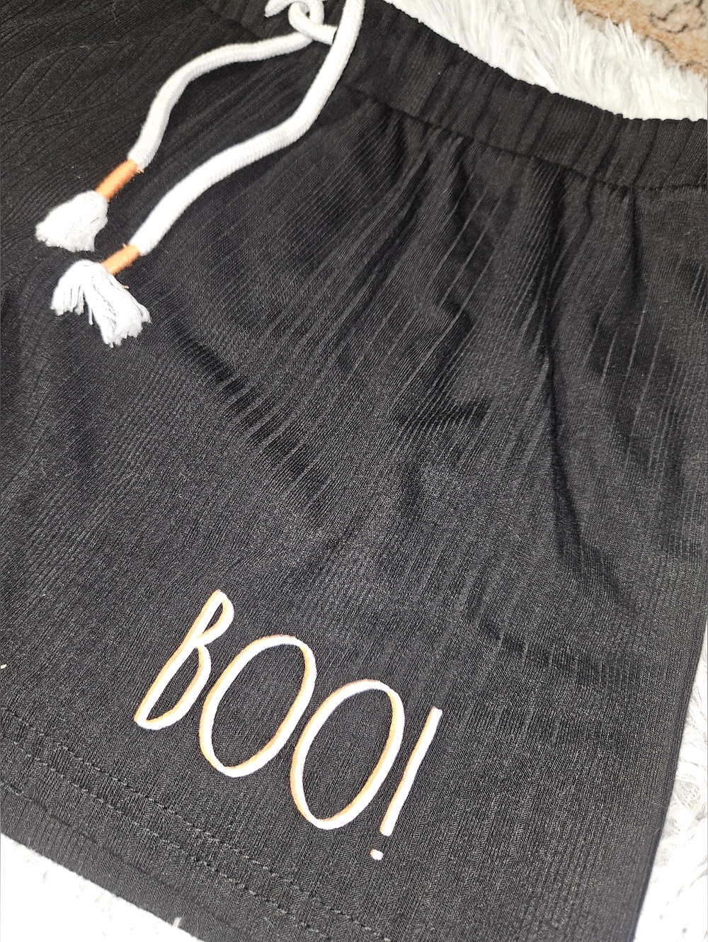 Rae Dunn BOO Halloween Sleep Shorts Medium | Black Lounge Pajama Shorts - Picture 2 of 4